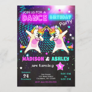 Dabbing Unicorn Birthday Invitation / Joint Party Kaart
