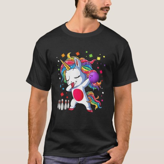 Dabbing Unicorn Bowling Funny Dab Cute T-shirt (Voorkant)