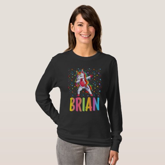 Dabbing Unicorn Brian T-shirt (Voorkant volledig)