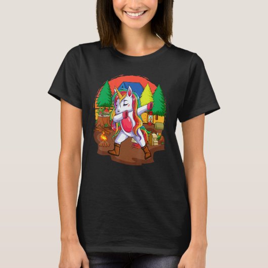 Dabbing Unicorn Camping Cute  Girls Campers T-shirt (Voorkant)
