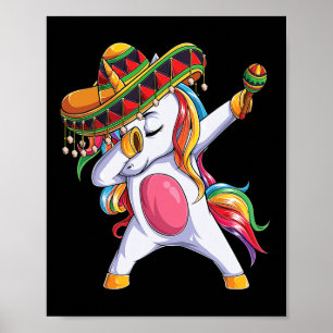 Dabbing Unicorn Cinco de Mayo Kinder meisjes Mex Poster