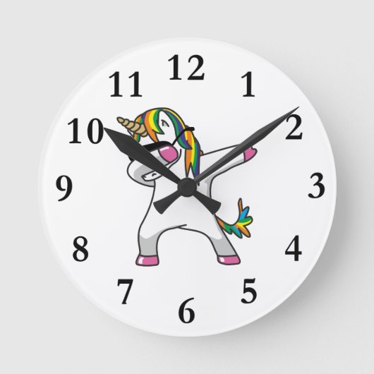 Dabbing Unicorn Clock Ronde Klok (Voorkant)