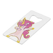 Dabbing Unicorn Creditkaart Flessenopener (Achterkant Gekanteld)
