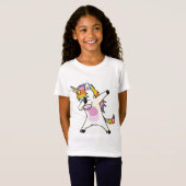 Dabbing Unicorn Cute Rainbow Birthday Girl T-shirt (Voorkant volledig)