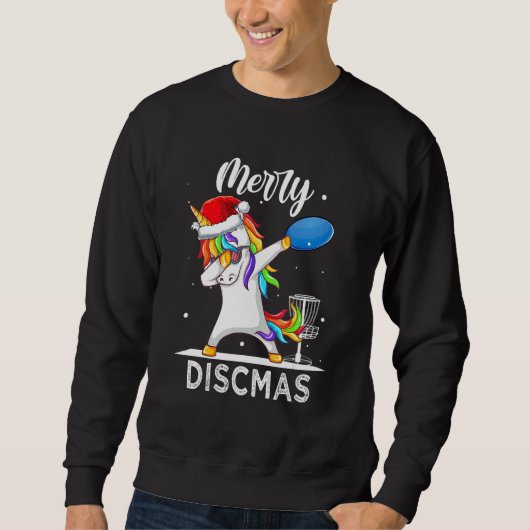 Dabbing Unicorn Dab Xmas Disc Golf Player Christma Trui (Voorkant)