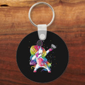 Dabbing Unicorn die Badminton Player Lover Mat spe Sleutelhanger (Voorkant)