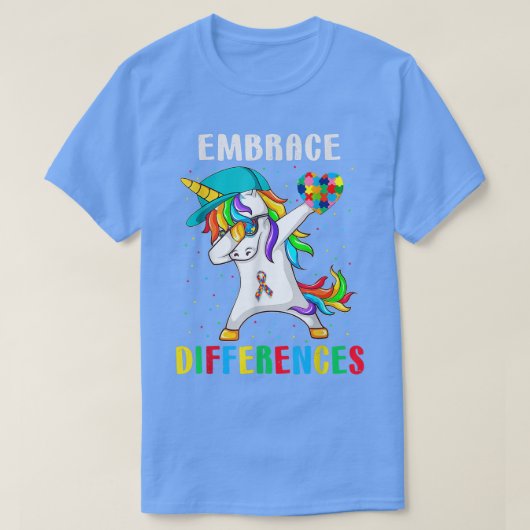 Dabbing Unicorn Differences Embrace ADHD Autism A T-shirt (Design voorkant)