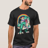 Dabbing Unicorn Dinosaur Game Controller Rainbow B T-shirt (Voorkant)