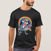 Dabbing Unicorn Dinosaur T rex Boys Rainbow T-shirt (Voorkant)