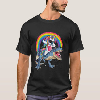 Dabbing Unicorn Dinosaur T rex Boys Rainbow T-shirt