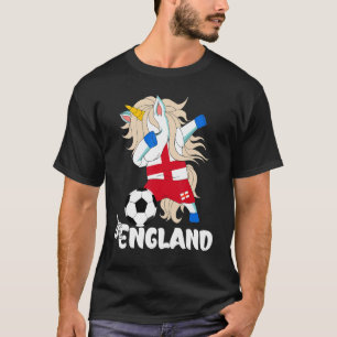 Dabbing Unicorn England Soccer English Flag Footba T-shirt