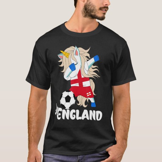 Dabbing Unicorn England Soccer English Flag Footba T-shirt (Voorkant)