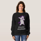Dabbing Unicorn Epilepsy Awareness Ribbon Trui (Voorkant volledig)