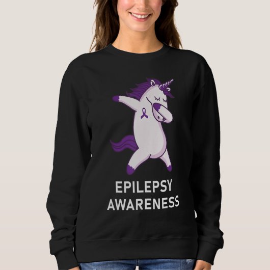 Dabbing Unicorn Epilepsy Awareness Ribbon Trui (Voorkant)