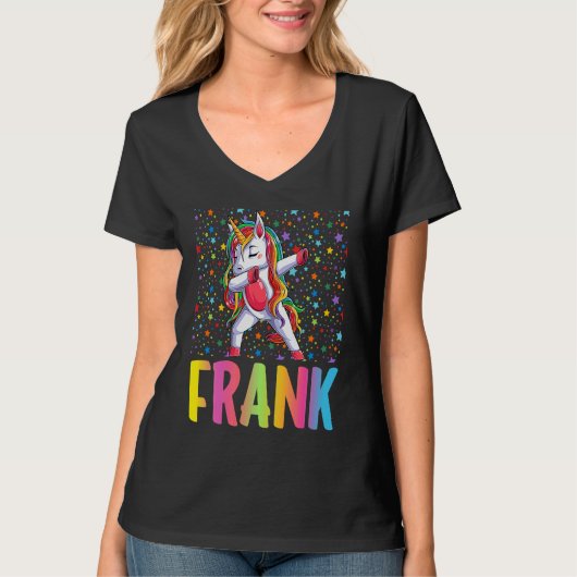 Dabbing Unicorn Frank T-shirt (Voorkant)