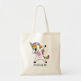 Dabbing Unicorn Fun Kinder Girls Pink Personalizee Tote Bag