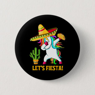 Dabbing Unicorn Funny Cinco de Mayo Kinder Girls Ronde Button 5,7 Cm