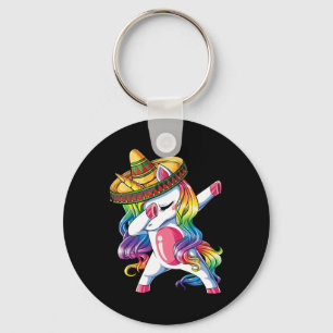 Dabbing Unicorn Funny Cinco de Mayo Women Rainbow Sleutelhanger