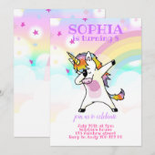 Dabbing Unicorn Funny Rainbow Girl Birthday Kaart (Voorkant / Achterkant)
