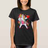 Dabbing Unicorn Funny Women Girls Heart Valentijn T-shirt (Voorkant)