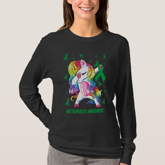 Dabbing Unicorn Gastroperesis Awareness Warrior T-shirt (Voorkant)