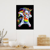 Dabbing Unicorn Gay Pride LGBT Rainbow Poster (Keuken)
