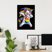 Dabbing Unicorn Gay Pride LGBT Rainbow Poster (Thuiskantoor)