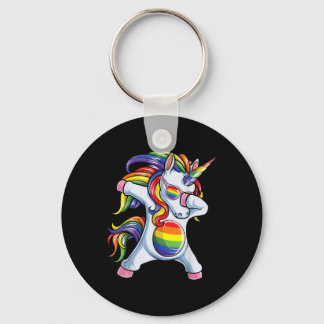 Dabbing Unicorn Gay Pride LGBT Rainbow Sleutelhanger