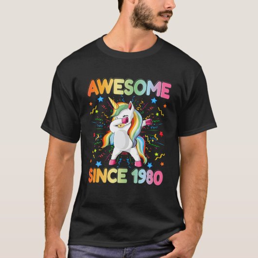 Dabbing Unicorn Geweldige sinds 1980 - Dab 43th Bi T-shirt (Voorkant)