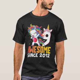 Dabbing Unicorn Geweldige sinds 2012 Gift 9th Birt T-shirt
