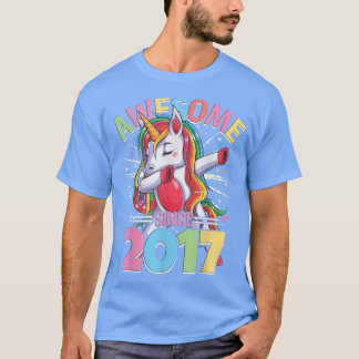 Dabbing unicorn geweldige sinds 2017 meisjesgeboor t-shirt