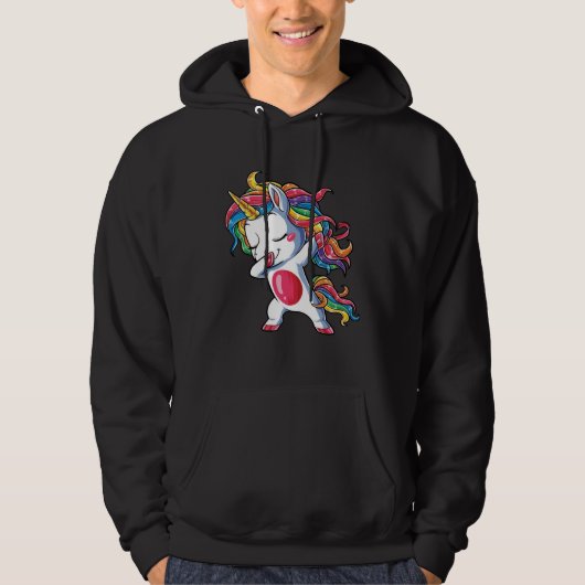 Dabbing Unicorn Girls Kids Rainbow Dab Dance Squad Hoodie (Voorkant)
