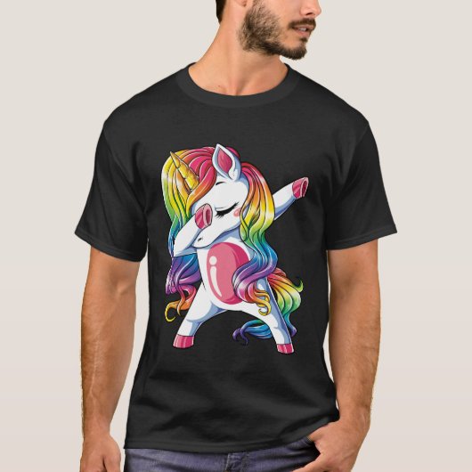 Dabbing Unicorn Girls Kids Rainbow Dab Dance Squad T-shirt (Voorkant)
