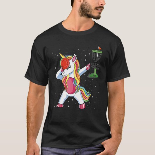Dabbing Unicorn Golfer Disk Golf Player Girls Wom T-shirt (Voorkant)