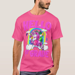 Dabbing Unicorn Hallo 1e graads regenboog terug na T-shirt
