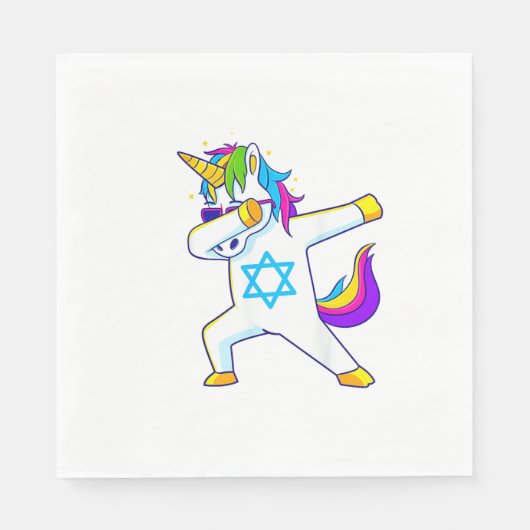 Dabbing Unicorn Hanukkah Jewish Danser Chanukah K Servet (Voorkant)