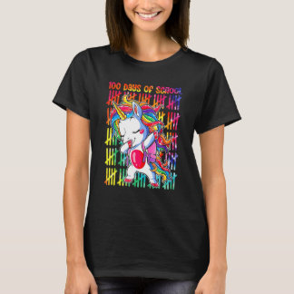 Dabbing Unicorn Happy 100 dagen Kind schoolmeisjes T-shirt