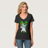 Dabbing Unicorn Happy St Patrick's Day Lucky Shamr T-shirt (Voorkant volledig)