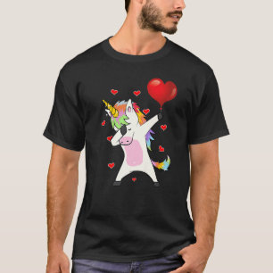 Dabbing Unicorn Heart and Love Valentijnsdag Rain T-shirt