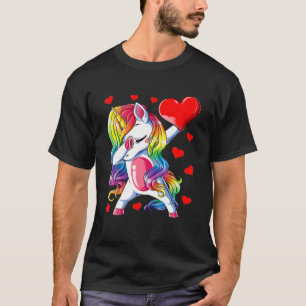 Dabbing Unicorn Heart Valentijnsdag Girls Kinder R T-shirt