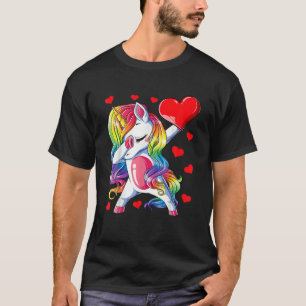 Dabbing Unicorn Heart Valentijnsdag Girls Kinder R T-shirt