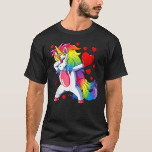 Dabbing Unicorn Heart Valentijnsdag Girls Kinder R T-shirt