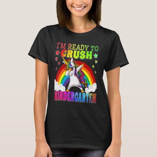 Dabbing Unicorn ik ben klaar om de kindergarten te T-shirt (Voorkant)