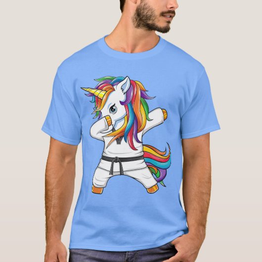 Dabbing Unicorn Karate Taekwondo Kinder meisjeskun T-shirt (Voorkant)
