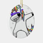 Dabbing Unicorn Keramisch Ornament (Rechts)