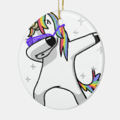Dabbing Unicorn Keramisch Ornament (Links)