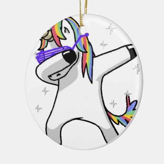 Dabbing Unicorn Keramisch Ornament (Links)