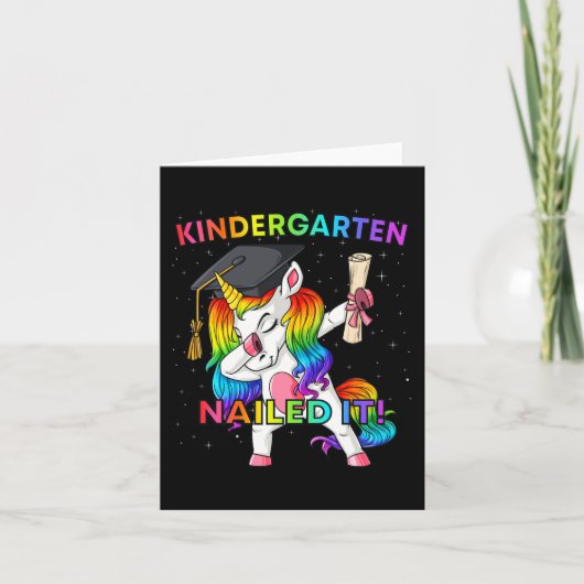 Dabbing Unicorn Kindergarten Nailed It Afstuderen Kaart (Voorkant)