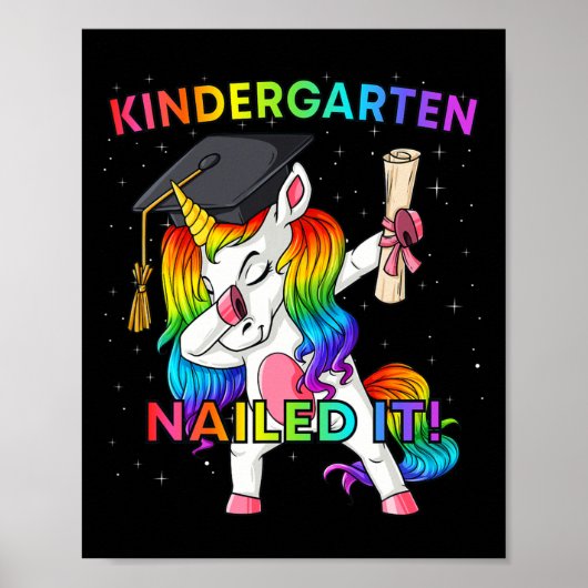 Dabbing Unicorn Kindergarten Nailed It Afstuderen Poster (Voorkant)