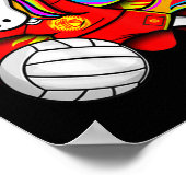 Dabbing Unicorn Kyrgyzstan Volleyball Fans Jersey Poster (Hoek)